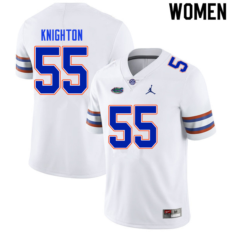 Women #55 Hayden Knighton Florida Gators College Football Jerseys Sale-White